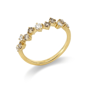 Ring aus 750 Gold Gelbgold 11 Diamanten 0,54ct TW-SI B:4,1mm