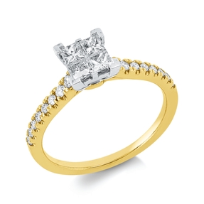Ring aus 750 Gold gelb/weiß 20 Diamanten 0,65ct TW-SI B:7mm