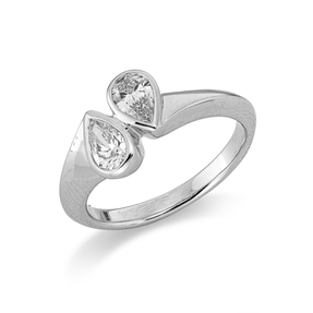 Ring aus 750 Weißgold 2 Diamanten Tropfen-Schliff 0,65ct TW-VSI B:8,5mm
