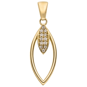 Anhänger spitzoval aus 333 Gold Gelbgold mit 12 Zirkonia 20,7x8,2mm glänzend