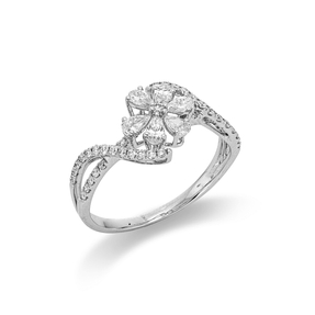 Ring aus 750 Gold Weißgold 45 Diamanten 0,52ct TW-SI B:8,3mm