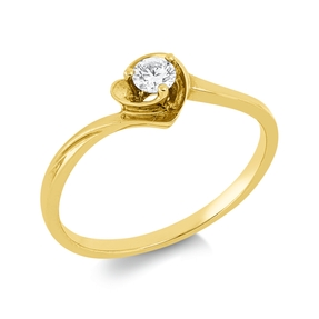 Solitaire Ring aus 750 Gold Rotgold Brillant 0,13ct TW-SI B:5,7mm