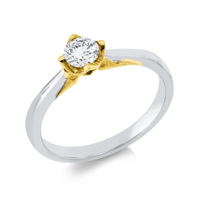 Solitaire Ring aus 750 Gold gelb/weiß Brillant 0,3ct TW-SI B:5,6mm
