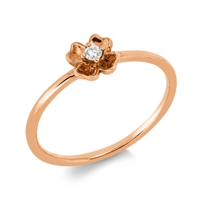 Solitaire Ring aus 750 Gold Rotgold Brillant 0,03ct TW-SI B:5,3mm