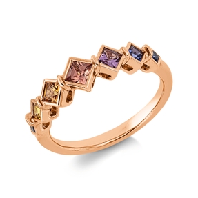 Ring aus 750 Gold Rotgold 7 Saphire 0,66ct mehrfarbig B:5,2mm