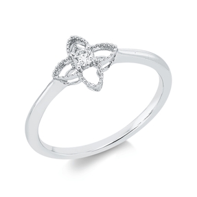 Ring aus 750 Gold Weißgold Brillant 0,06ct TW-SI B:8,2mm