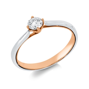 Solitaire Ring aus 750 Gold weiß/rot Brillant 0,27ct TW-SI B:4,8mm