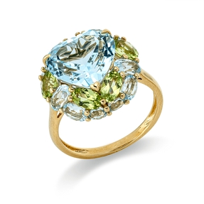 Ring aus 750 Gold Gelbgold 18 Topase 9,8ct skyblue B:16,7mm