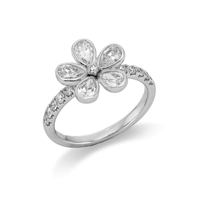 Ring aus 750 Gold Weißgold 16 Diamanten 1,28ct TW-SI B:12mm