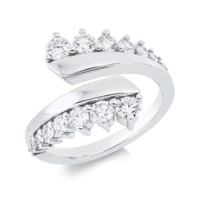 Ring aus 750 Gold Weißgold 16 Brillanten 0,97ct TW-SI B:14,4mm