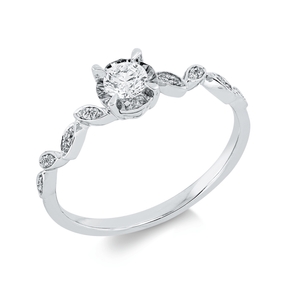 Ring aus 750 Gold Weißgold 17 Diamanten 0,24ct TW-SI B:4,9mm