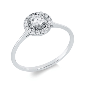 Solitaire Ring aus 750 Gold Weißgold 17 Diamanten 0,32ct TW-SI B:7,8mm