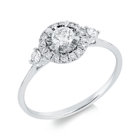 Ring aus 750 Gold Weißgold 19 Diamanten 0,36ct B:7,6mm