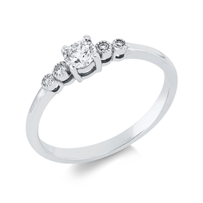 Ring aus 750 Weißgold 4 Brillanten 0,04ct TW-SI 1 Brillant 0,25ct TW-SI B:3,8mm
