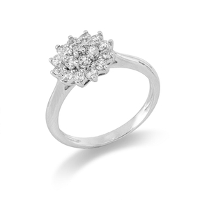 Ring aus 750 Gold Weißgold 19 Brillanten 0,68ct TW-PI B:10,5mm