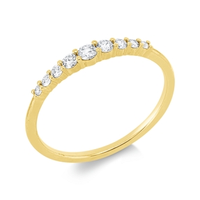 Halb-Memoire Ring aus 750 Gold Gelbgold 9 Brillanten 0,21ct TW-SI B:2,1mm