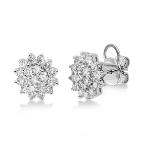 Ohrstecker aus 750 Gold Weißgold 38 Brillanten 1,33ct TW-PI 10,5x10,5mm