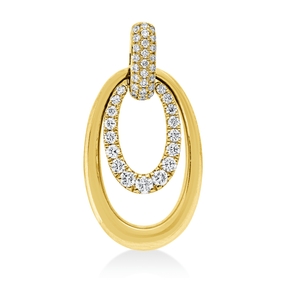 Anhänger aus 585 Gold Gelbgold 42 Diamanten 0,32ct W-SI/PI 26,4x14,1mm mit Öse