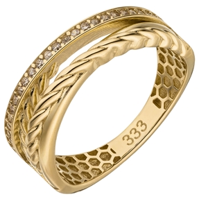 Ring Damenring aus 333 Gold Gelbgold mit 26 Zirkonia Breite 7mm Goldring
