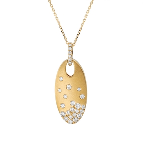 Collier aus 750 Gold Gelbgold 27 Diamanten 0,6ct TW-SI L:45,7cm