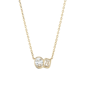 Collier aus 750 Gold Gelbgold 2 Diamanten 0,5ct TW-SI L:45,7cm