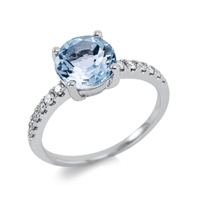 Ring aus 750 Weißgold Topas 2,21ct skyblue 12 Brillanten 0,19ct TW-SI B:7,9mm
