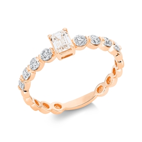 Ring aus 750 Gold Rotgold 9 Diamanten 0,73ct TW-SI B:4,9mm