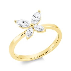 Ring aus 750 Gold Gelbgold 4 Diamanten 0,6ct TW-SI B:8,7mm