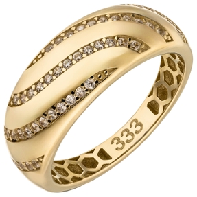 Ring Damenring aus 333 Gold Gelbgold mit 45 Zirkonia Breite 7,9mm glänzend