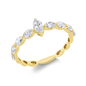 Ring aus 750 Gold Gelbgold 9 Diamanten 0,81ct TW-SI B:6,3mm