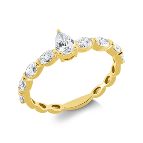 Ring aus 750 Gold Gelbgold 9 Diamanten 0,77ct TW-SI B:5,9mm