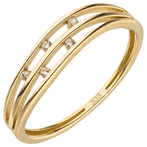 Ring Damenring aus 333 Gold Gelbgold 5 Zirkonia Breite 4,7mm Goldring glänzend