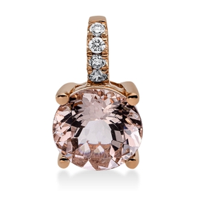 Anhänger aus 750 Rotgold Morganit 1,76ct rosa 4 Brillanten 0,06ct TW-SI 13,7x7,9mm