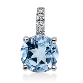 Anhänger aus 750 Weißgold Topas 2,22ct skyblue 4 Brillanten 0,06ct TW-SI 13,9x8mm
