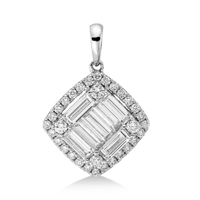 Anhänger aus 750 Gold Weißgold 39 Diamanten 0,96ct TW-SI 19,3x13,6mm mit Öse