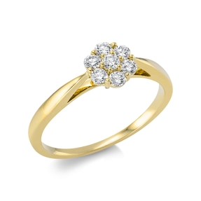 Ring aus 585 Gold Gelbgold 7 Brillanten 0,25ct TW-SI B:6,4mm