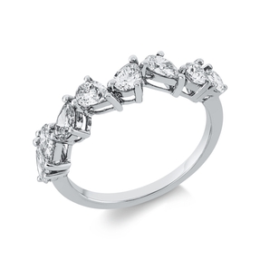 Ring aus 750 Weißgold 8 Diamanten Tropfen-Schliff 1,26ct TW-VSI B:5mm