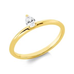 Solitaire Ring aus 750 Gelbgold Diamant Tropfen-Schliff 0,19ct TW-SI B:5mm