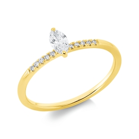 Ring aus 750 Gold Gelbgold 11 Diamanten 0,28ct TW-SI B:6,2mm 2er-Krappe