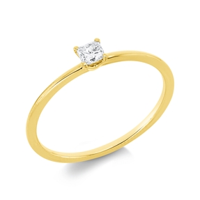 Solitaire Ring aus 750 Gelbgold Diamant Prinzess-Schliff 0,15ct TW-SI B:3,1mm