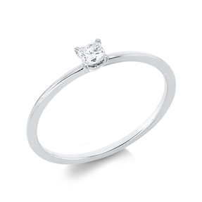 Solitaire Ring aus 750 Weißgold Diamant Prinzess-Schliff 0,15ct TW-SI B:3,1mm