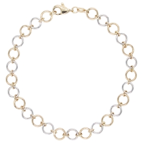 6,1mm Armband aus Kreisen 585 Gold gelb/weiß bicolor 19cm Armkette Armschmuck 6,1mm Armband aus Kreisen 585 Gold gelb/weiß bicolor 19cm Armkette Armschmuck