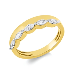 Ring aus 585 Gold gelb/weiß 5 Diamanten Navette-Schliff 0,46ct TW-SI B:5mm