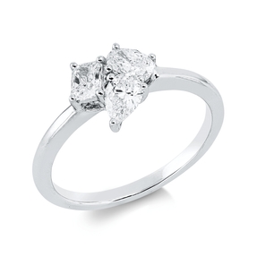 Ring aus 750 Weißgold 3 Diamanten Fanatsy-Schliff 0,71ct F-vsi/si B:8,4mm