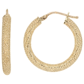 Ohrringe Creolen 585 Gold Gelbgold Ø 21,7mm Sternstaub Glitzereffekt glänzend