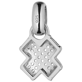Anhänger aus 925 Silber rhodiniert mit 28 Zirkonia 14x10,7mm gekreuzt