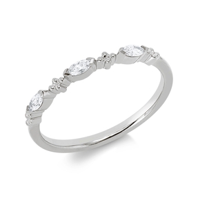 Ring aus 750 Weißgold 3 Diamanten Navette-Schliff 0,12ct TW-SI B:1,7mm