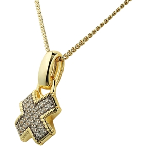 Anhänger 925 Silber 28 Zirkonia teilvergoldet teilrhodiniert 14x10,7mm gekreuzt