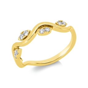 Ring aus 585 Gold Gelbgold 10 Brillanten 0,19ct W-SI/PI B:4mm