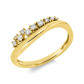 Ring aus 585 Gold Gelbgold 10 Diamanten 0,15ct W-SI/PI B:5,6mm